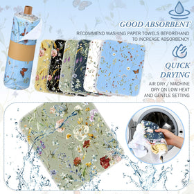 Noveread patterned dish towels in assorted colors brighten the kitchen tasks.