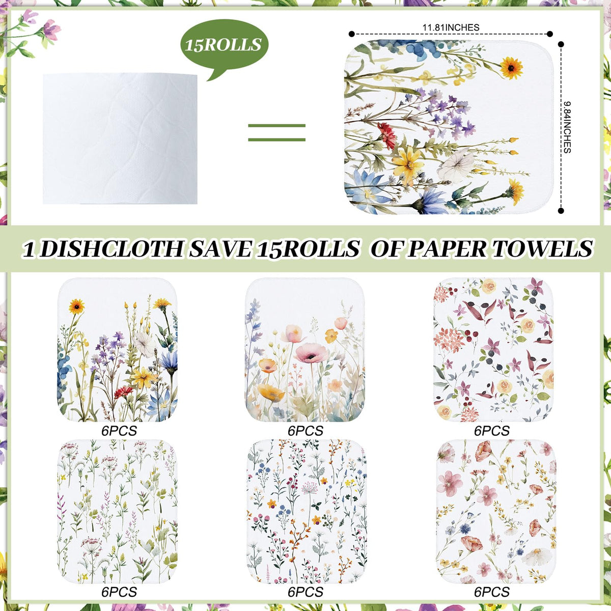 Noveread Wildflowers patterned towels in assorted colors for daily kitchen tasks