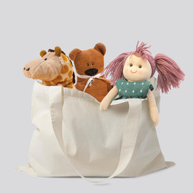 NPBAG heat-transfer ready tote demonstrated for custom designs.