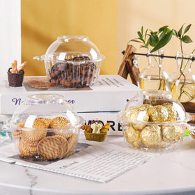 NPLUX cupcake container height 3.1 inches fits mini cakes nicely.