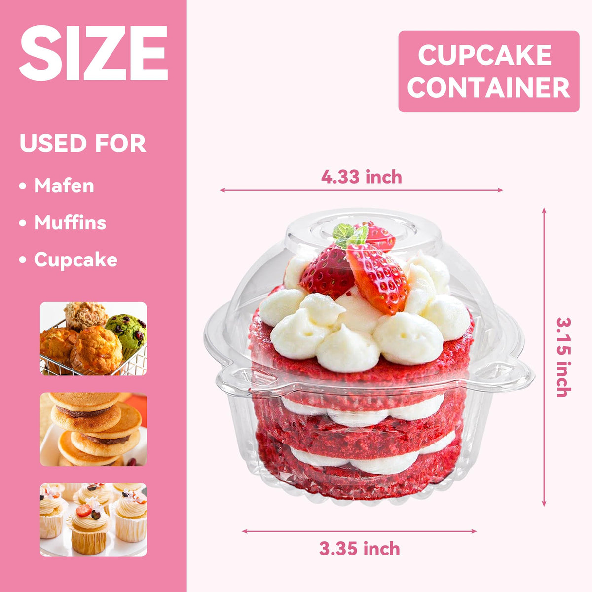 NPLUX cupcake container multi-purpose design suitable for cupcakes and more.