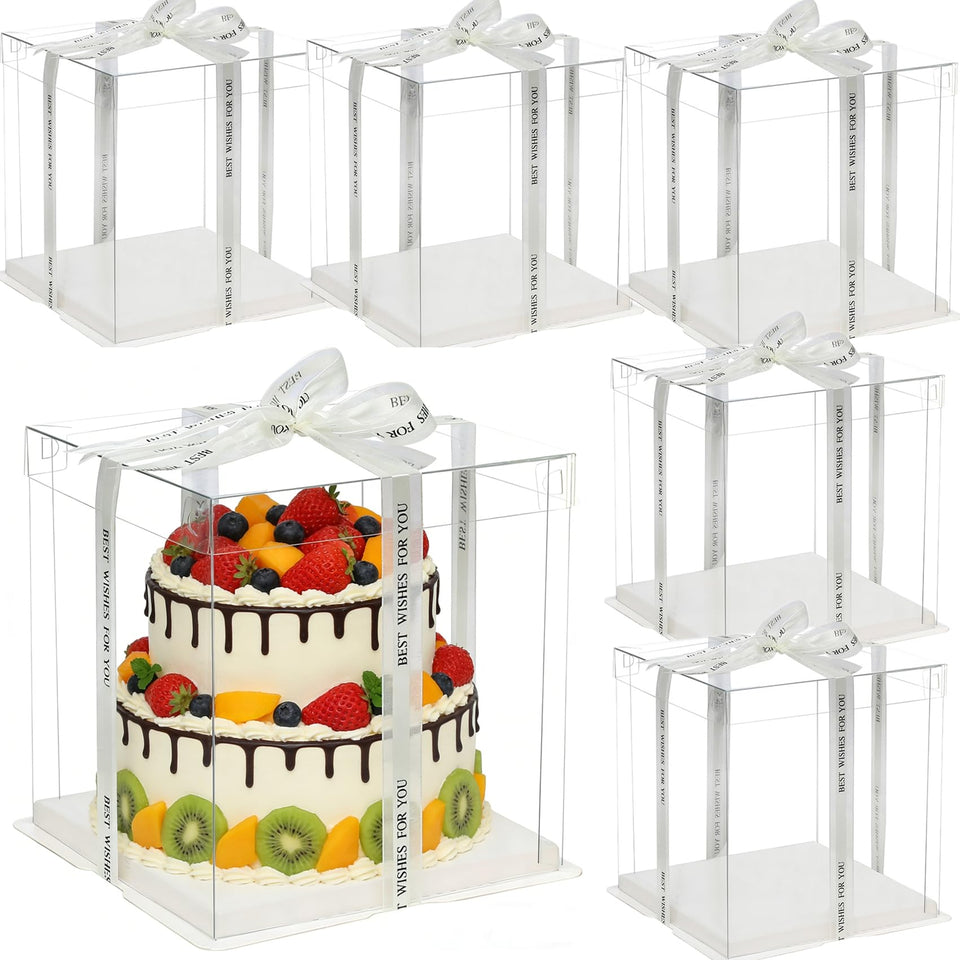 NROZIET clear cake box with ribbon for elegant presentation and safe transport.