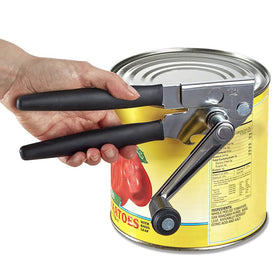 NUFR crank can opener with long handles offers easier gripping for busy kitchens.