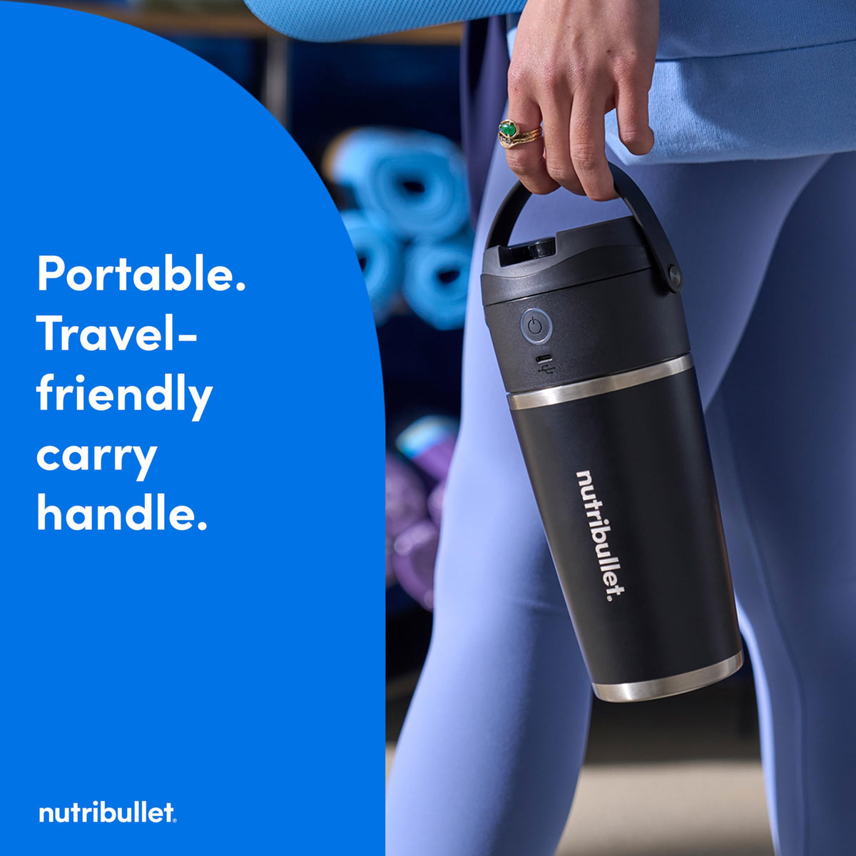 NutriBullet Flip blends ice and frozen fruit smoothly on the go.
