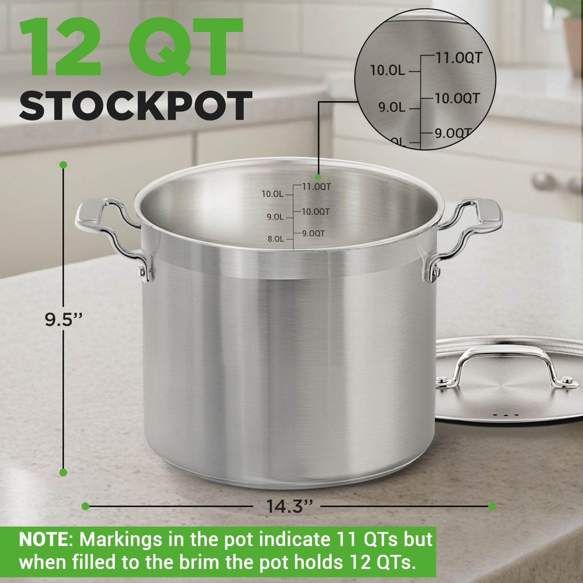 NutriChef 18/8 food-grade interior for safe, non-reactive cooking.