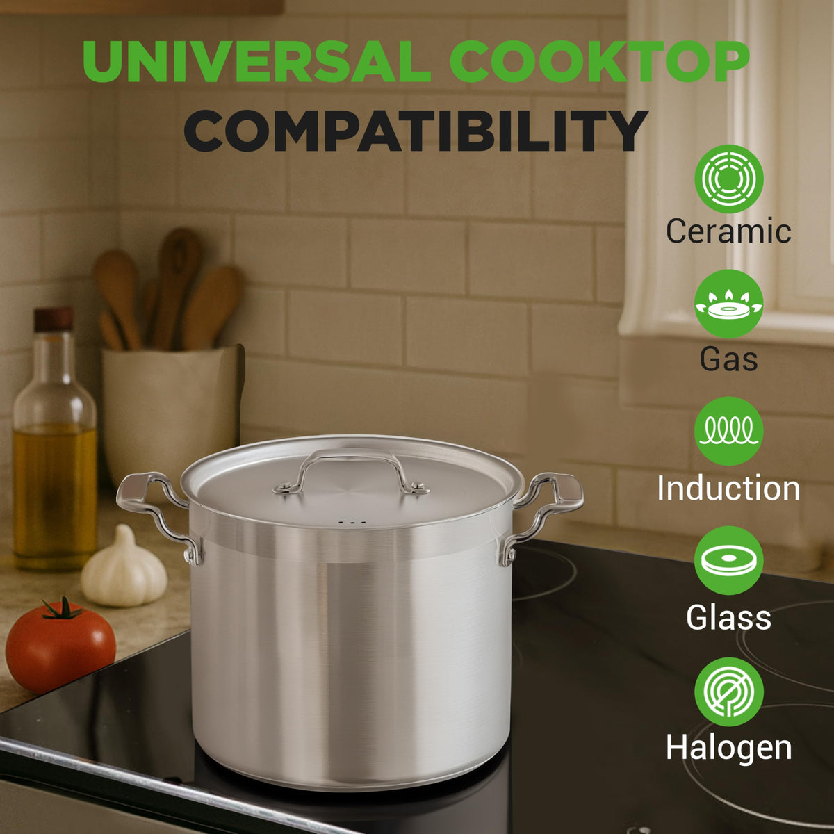 NutriChef dishwasher-safe stockpot for easy cleanup after meals.