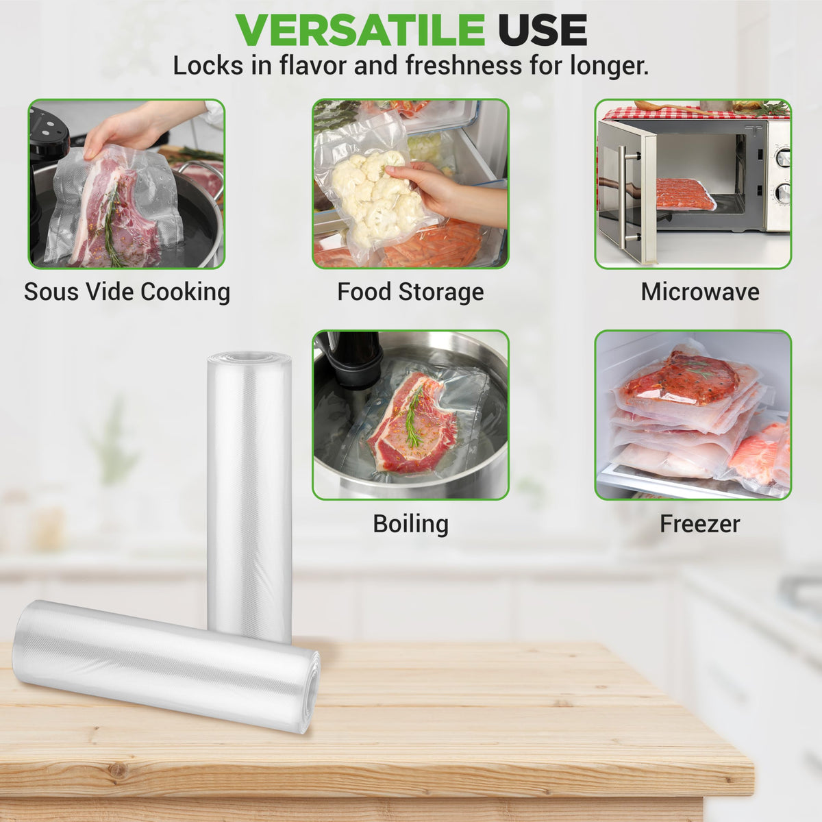 NutriChef heavy-duty seal bags provide reliable, puncture-resistant storage.