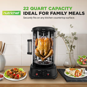 NutriChef shawarma oven with heat-resistant glass door for safe monitoring