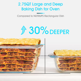 NUTRIUPS deeper 2.75qt dish keeps sauces contained and meals intact.
