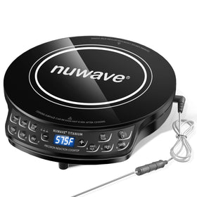Nuwave induction cooktop with digital display for precise heat control.