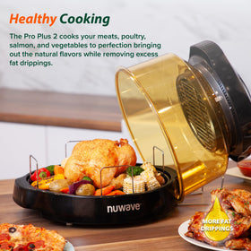 Nuwave Pro Plus 2 interior cooking in action with 360 surround heat.