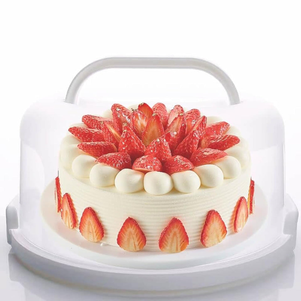 NVAZIOP 10-inch cake carrier with lid for secure transport.