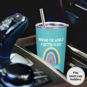 NVFCC Stainless steel body with included straw for eco-friendly daily use.