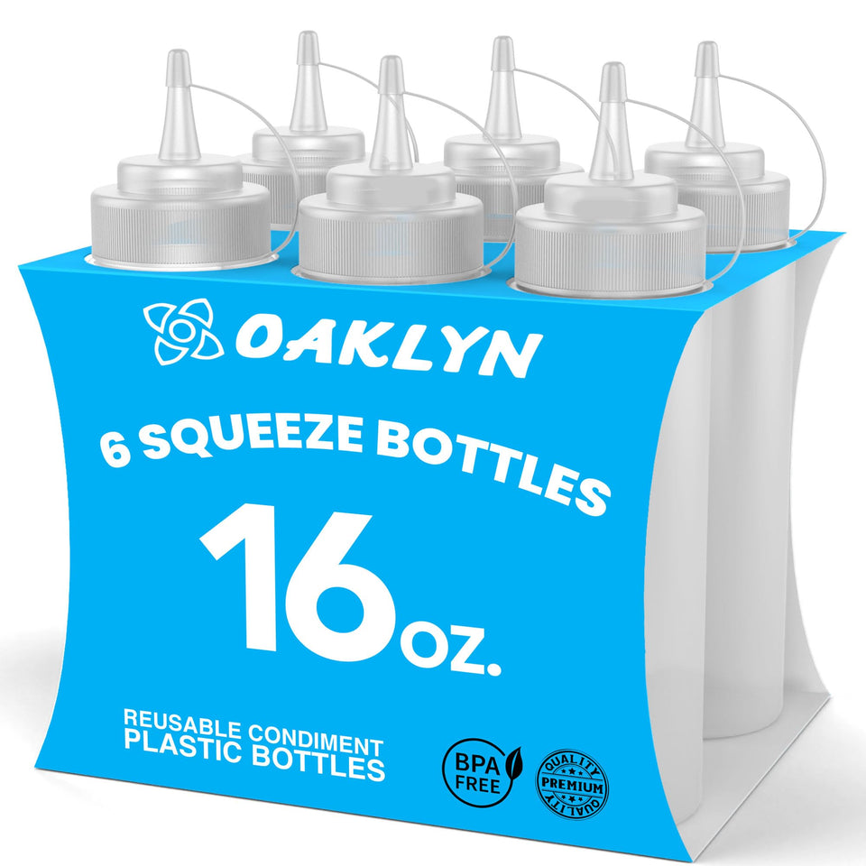 Oaklyn Squirt Bottle with twist-on lids for spill-free sauces.