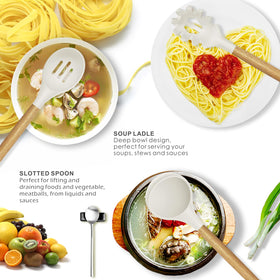 oannao cream white silicone ladle for simmering soups with heat resistance