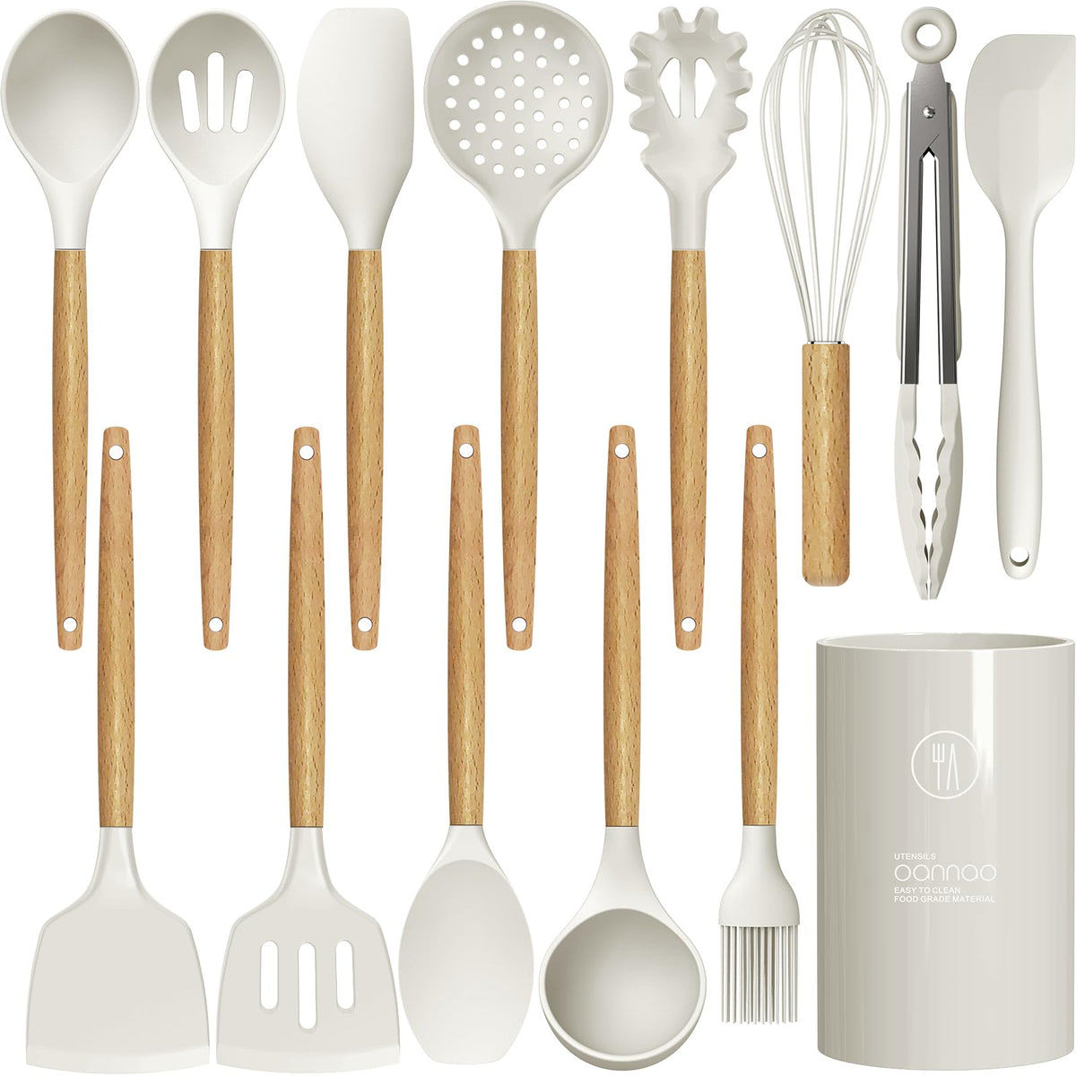 oannao cream white silicone spatula protects nonstick pans and aids precise stirring