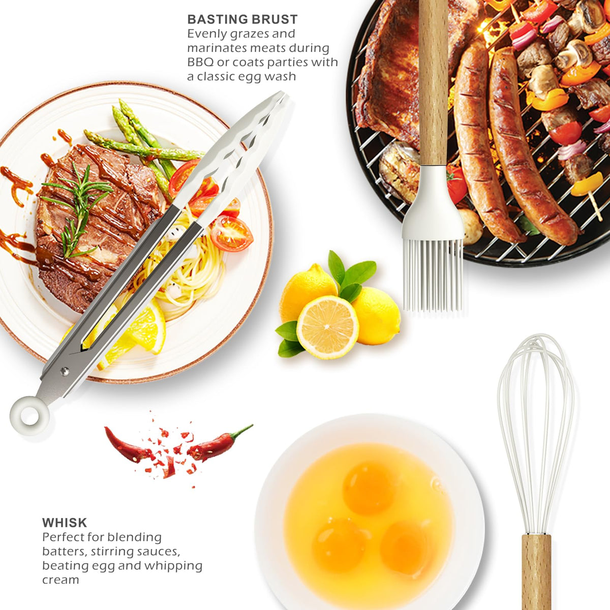 oannao silicone utensils reinforced core for sturdiness and reliable cooking tools.