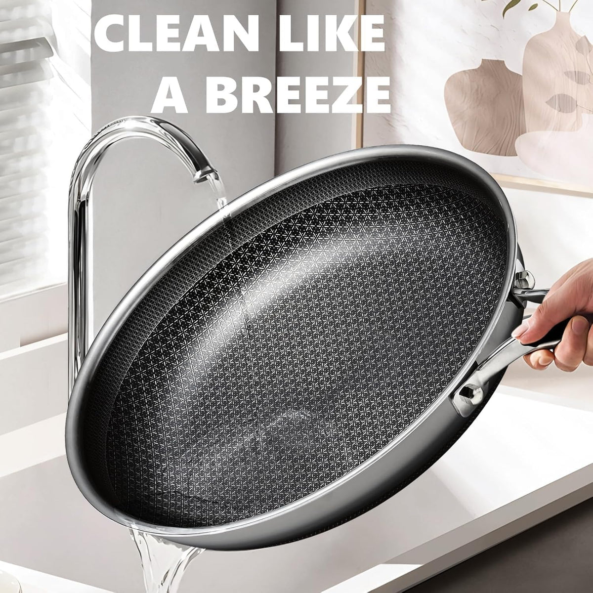 OATOFP Snowflake surface design promotes durable, safe nonstick performance