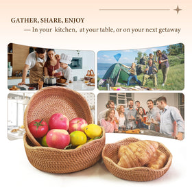 Oavostd natural rattan fruit basket displaying fresh produce