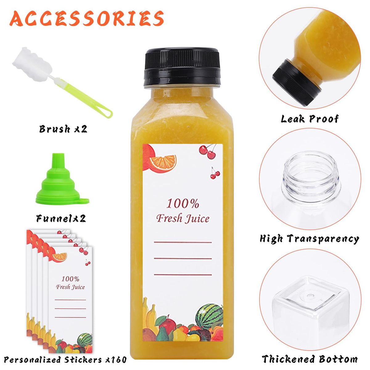 OBKJJ leak-proof cap bottle prevents spills during transport and storage