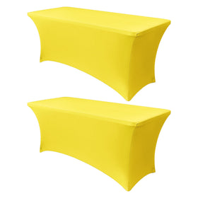 Obstal 6ft stretch table cover on rectangular table for a clean professional banquet setup