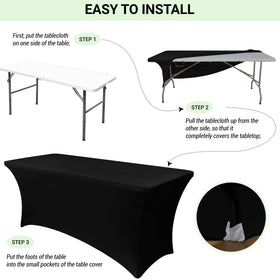 Obstal 6ft stretch table cover durable spandex blend for repeated use.