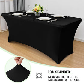 Obstal 8ft stretch table cover on a folding table setup, sleek look
