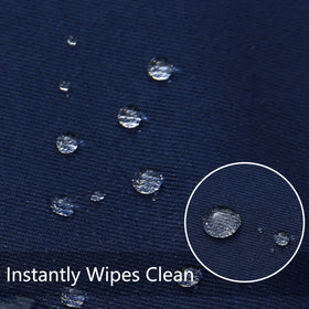 Obstal navy blue tablecloth close-up showing water-resistant surface