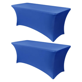 Obstal stretch table cover for 72x30 banquet tables in royal blue