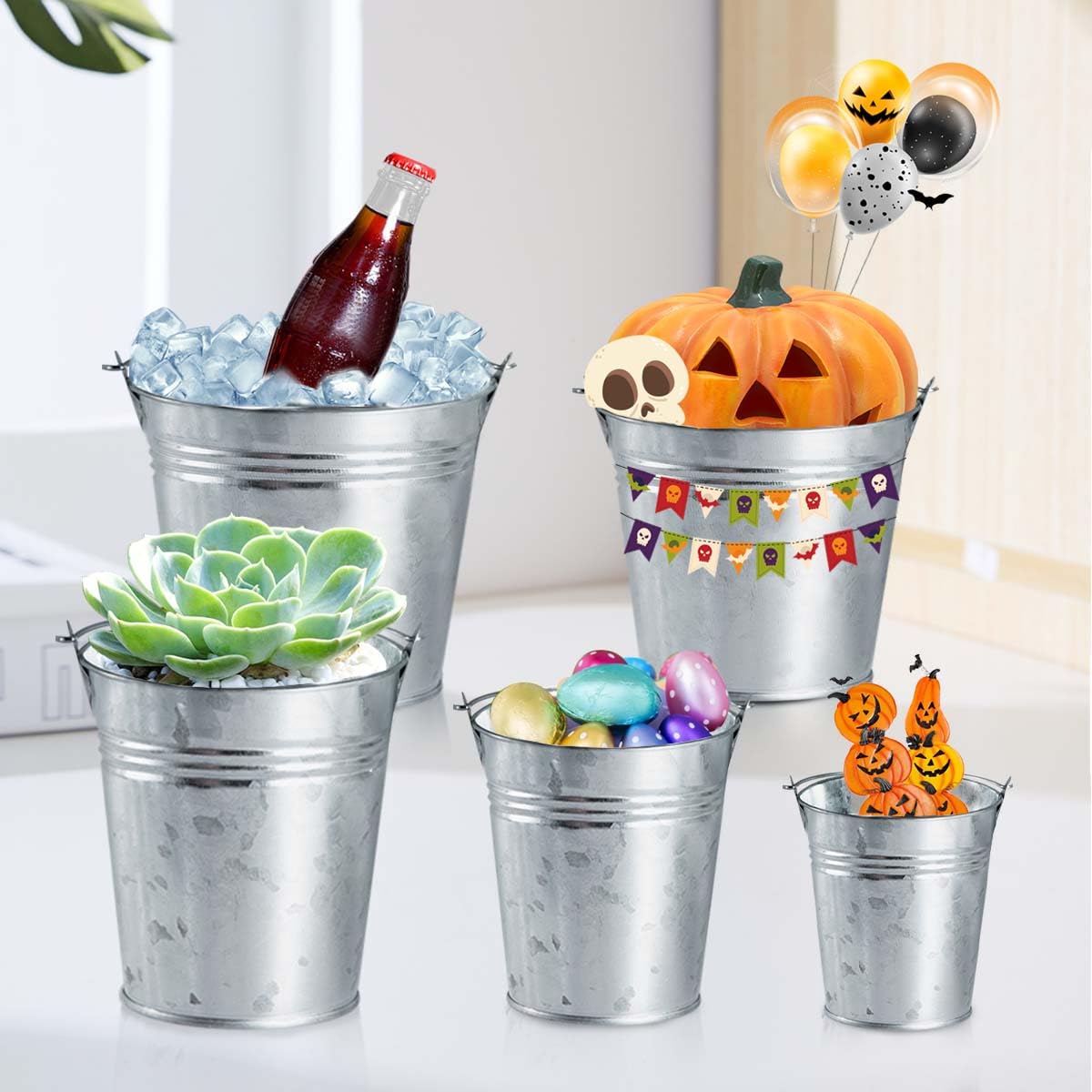 OBTANIM decorative bucket filled with small gifts and trinkets