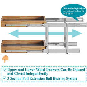OCG wood drawer interior shows smooth glide and sturdy construction.