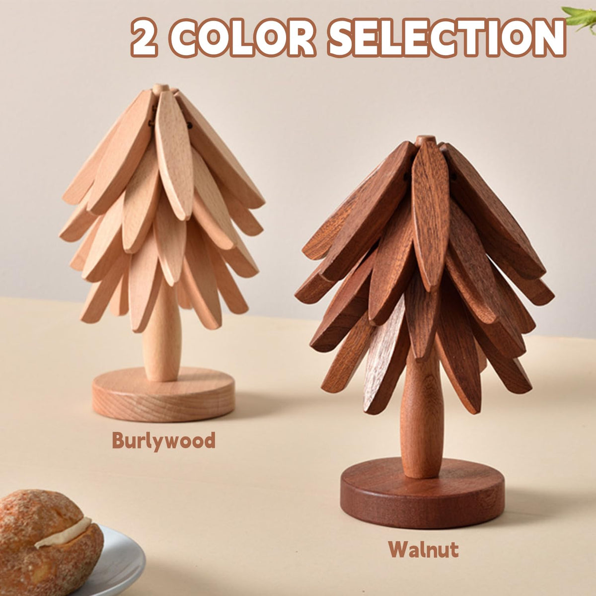 OFCTE walnut wood trivet foldable design saves countertop space.