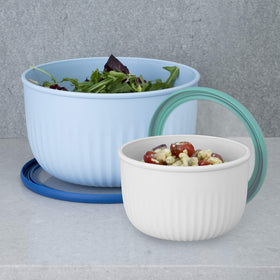 Oggi four-color option set helps organize and brighten kitchens.