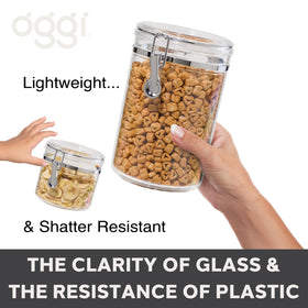 Oggi display-worthy pantry canister on the counter enhances neatness and access.