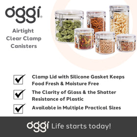 Oggi large-capacity jar works for rice, pasta, coffee, or tea.