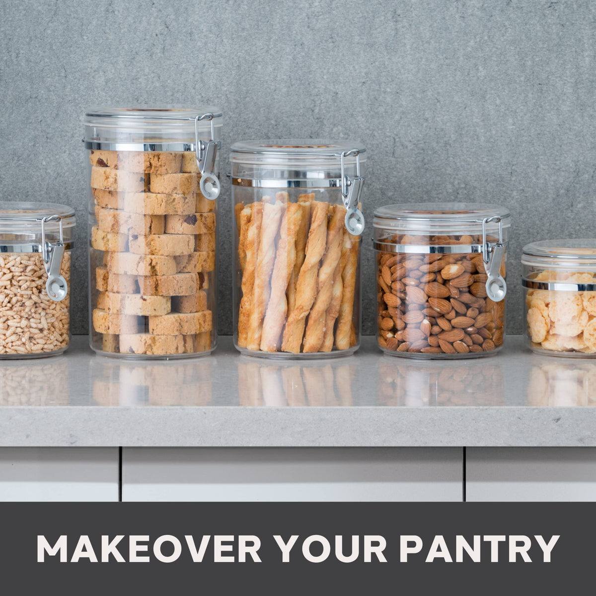 Oggi round stackable canister adds stylish kitchen organization and multi-purpose storage.