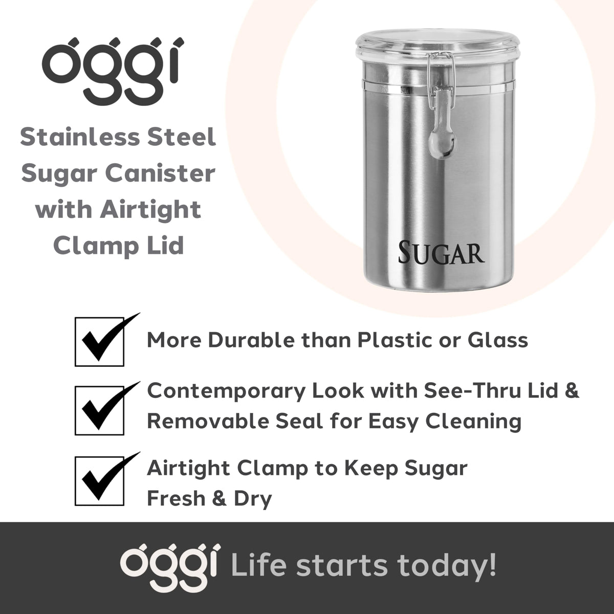 Oggi brushed stainless steel design suits modern kitchen décor.