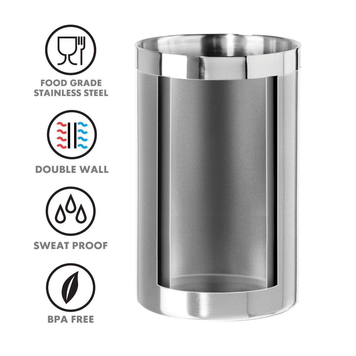 OGGI table-top wine cooler with bottle ready to serve at the dining table.