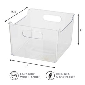 Oggi vegetable and condiment bin helps organize food in the fridge or pantry