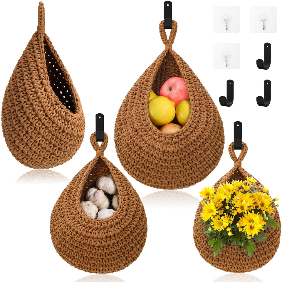 OGOTEZ boho hanging basket collection for organized kitchen storage