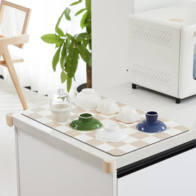 Ohocut colorful checkered design brightens kitchen counters and coffee bars.