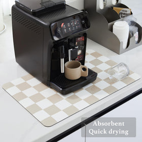 Ohocut drying mat is versatile beside sinks, tables, or coffee bars.