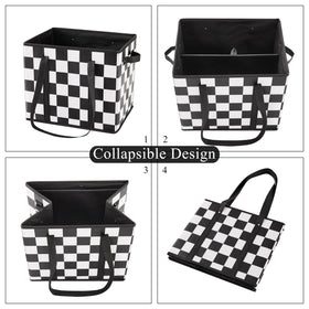 Ohocut Checkered bag collapsible design folds flat when not in use.
