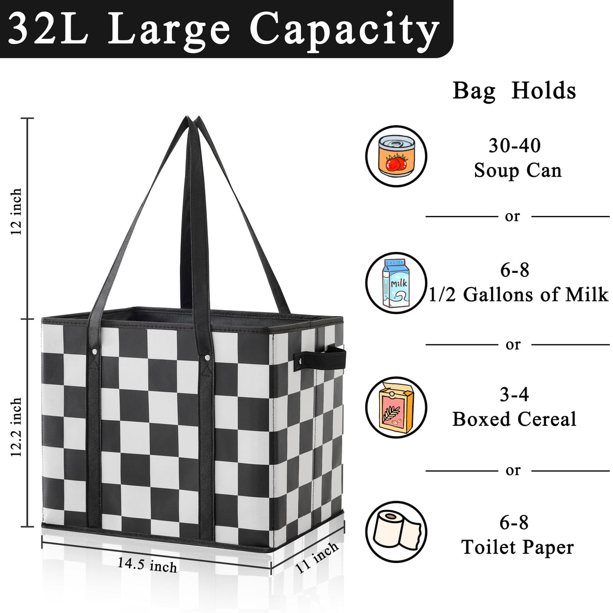Ohocut Checkered bag with water-resistant film protecting contents from moisture.