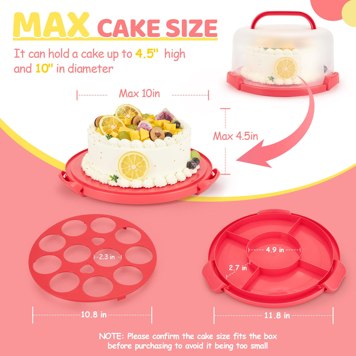 Ohuhu cake carrier with twelve-inch base diameter for larger desserts