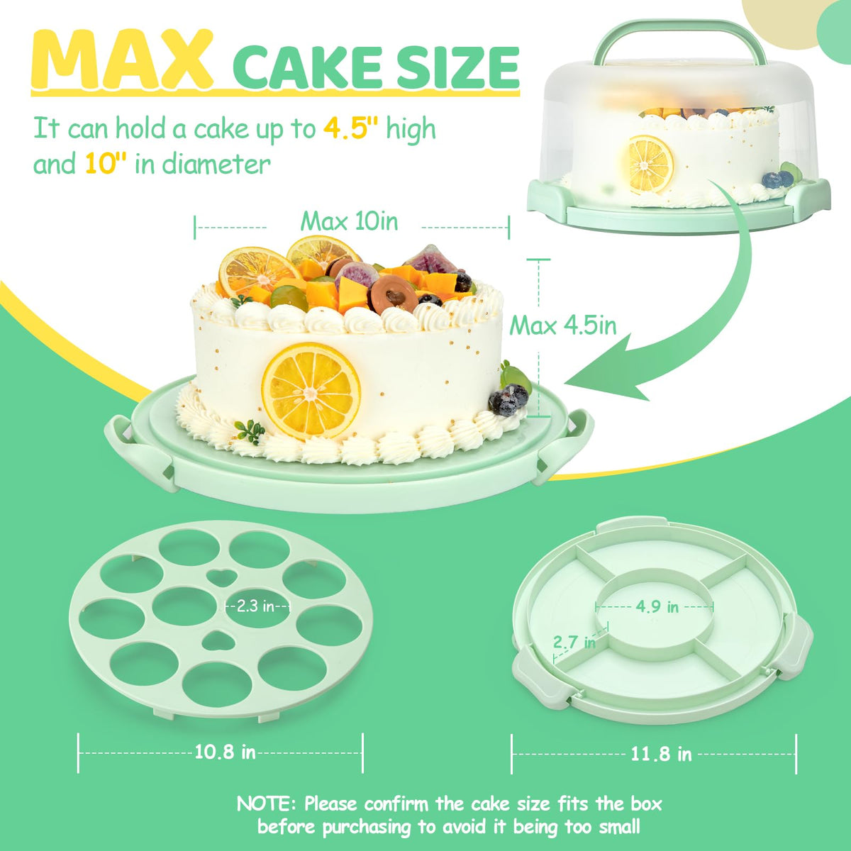 Non-slip base of Ohuhu cake carrier prevents spills during transit