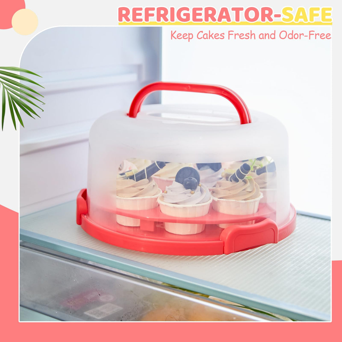Ohuhu cake carrier folding handles for compact storage