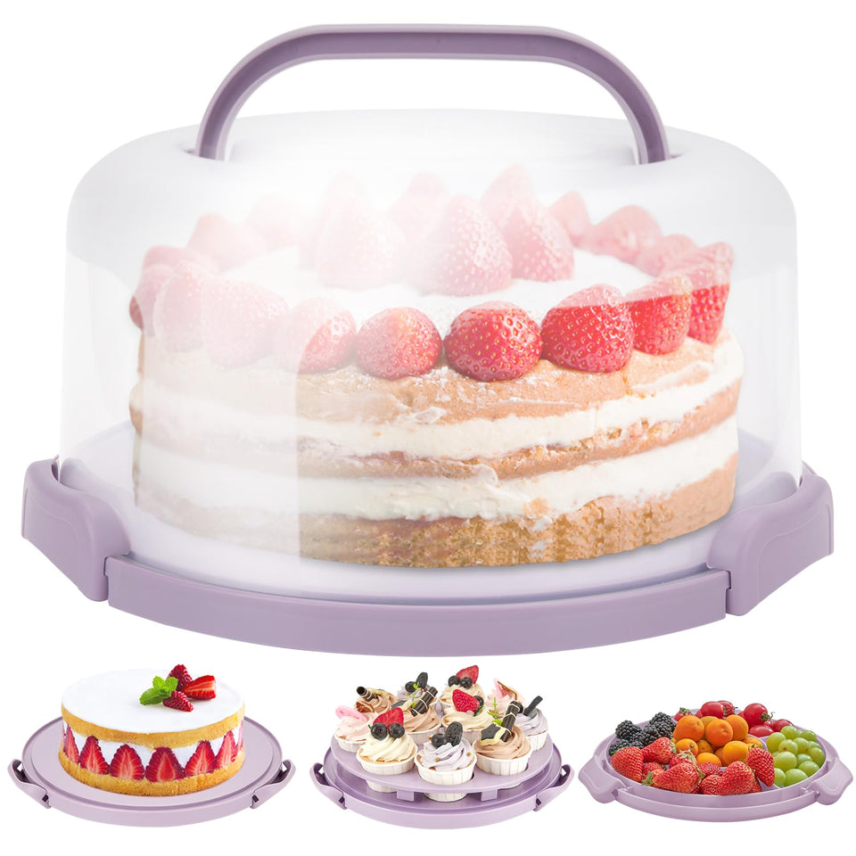 Ohuhu cake holder lid and handle enables easy transport of a 10 inch cake