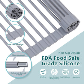 Ohuhu dishwasher-safe drying rack ready for easy cleanup after meals.