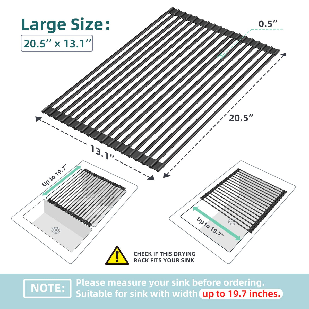 Ohuhu silicone-coated rack provides anti-slip stability for drying.